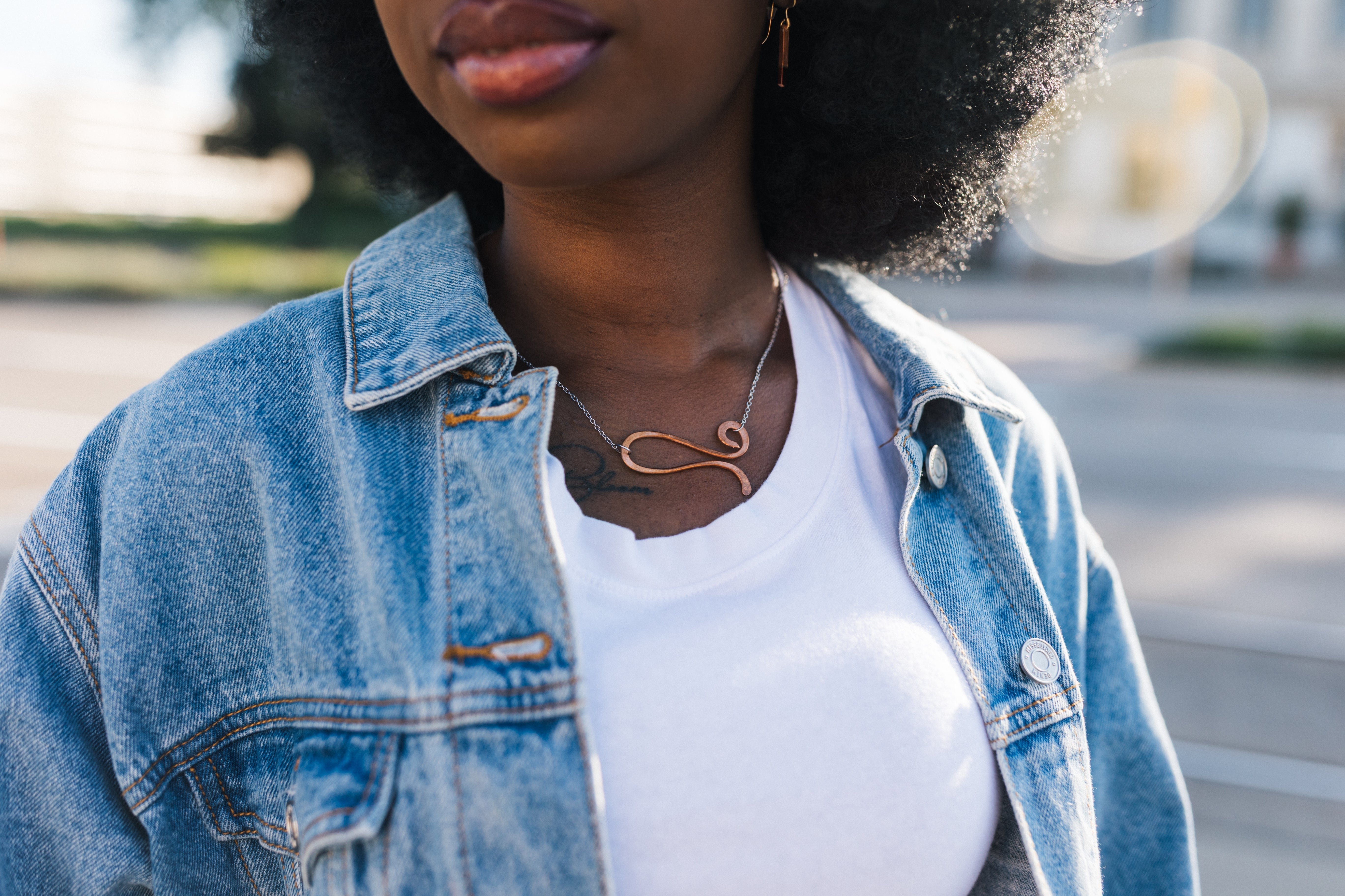 Against the Wind Necklace | Repurposed Automotive Copper | Stainless Steel Chain