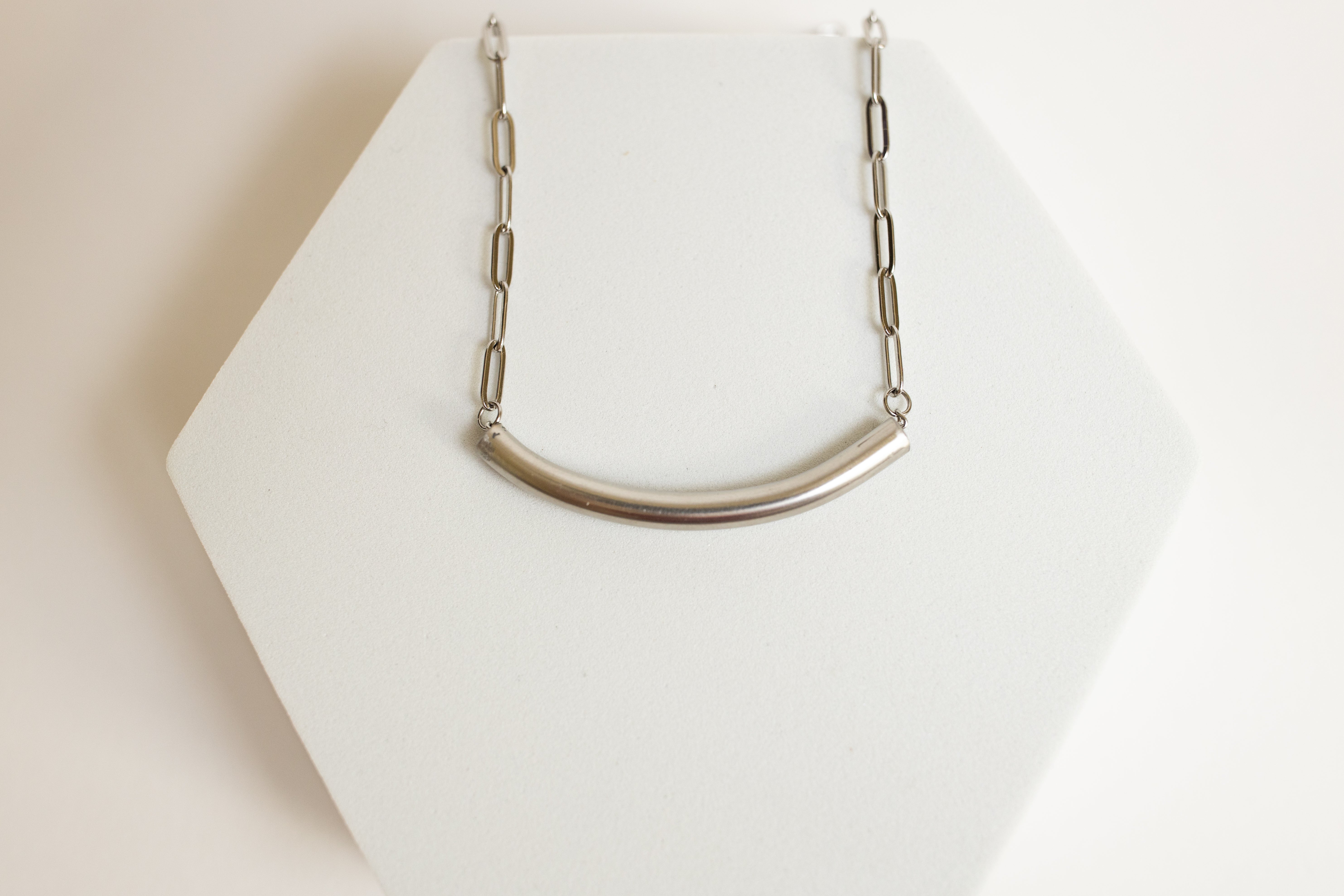 Higher Ground Necklace | Repurposed Automotive Steel Brake Line | Stainless Steel Chain