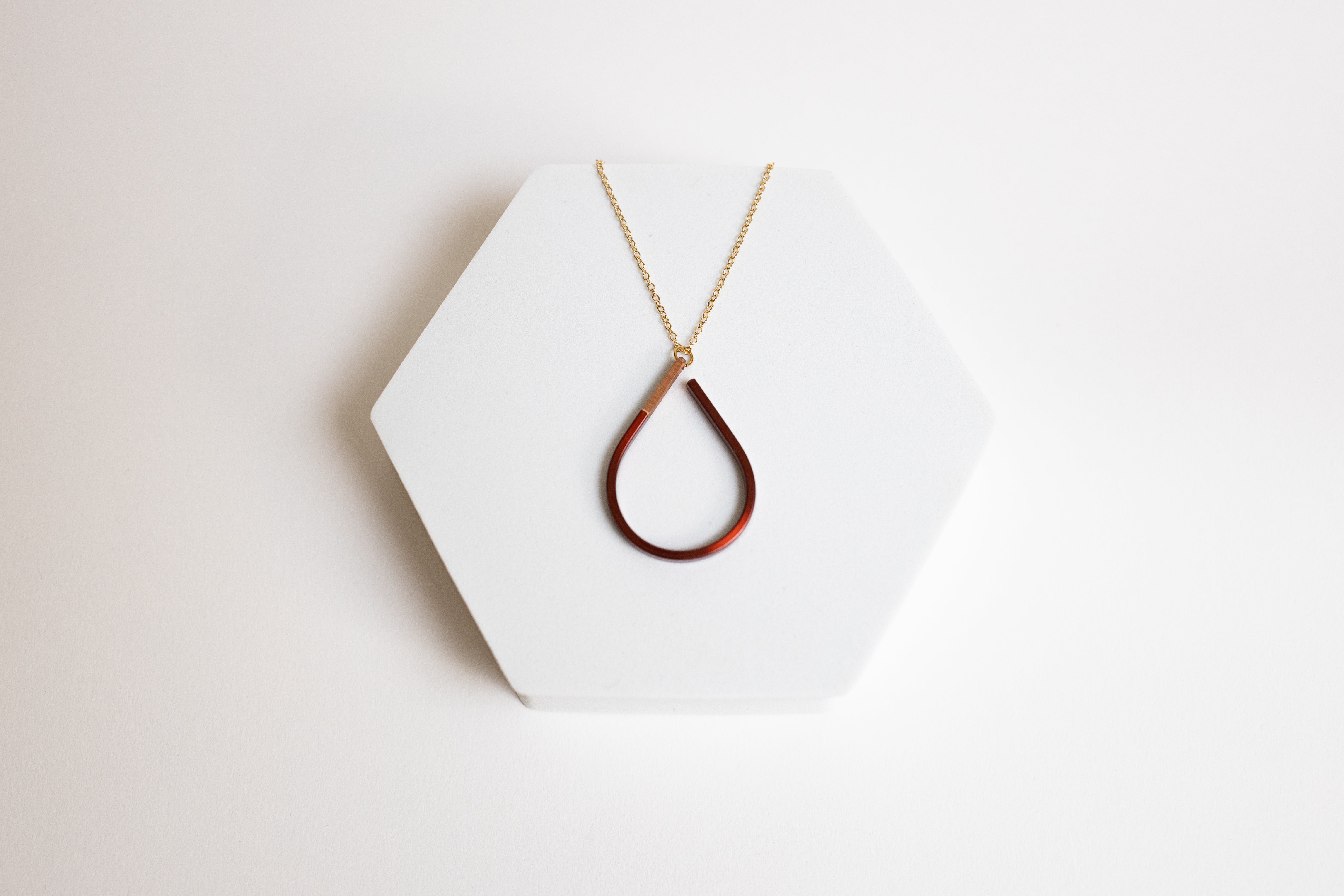 Power Within Necklace | Repurposed Copper Hairpin for Electric Vehicles | Gold Plated Chain