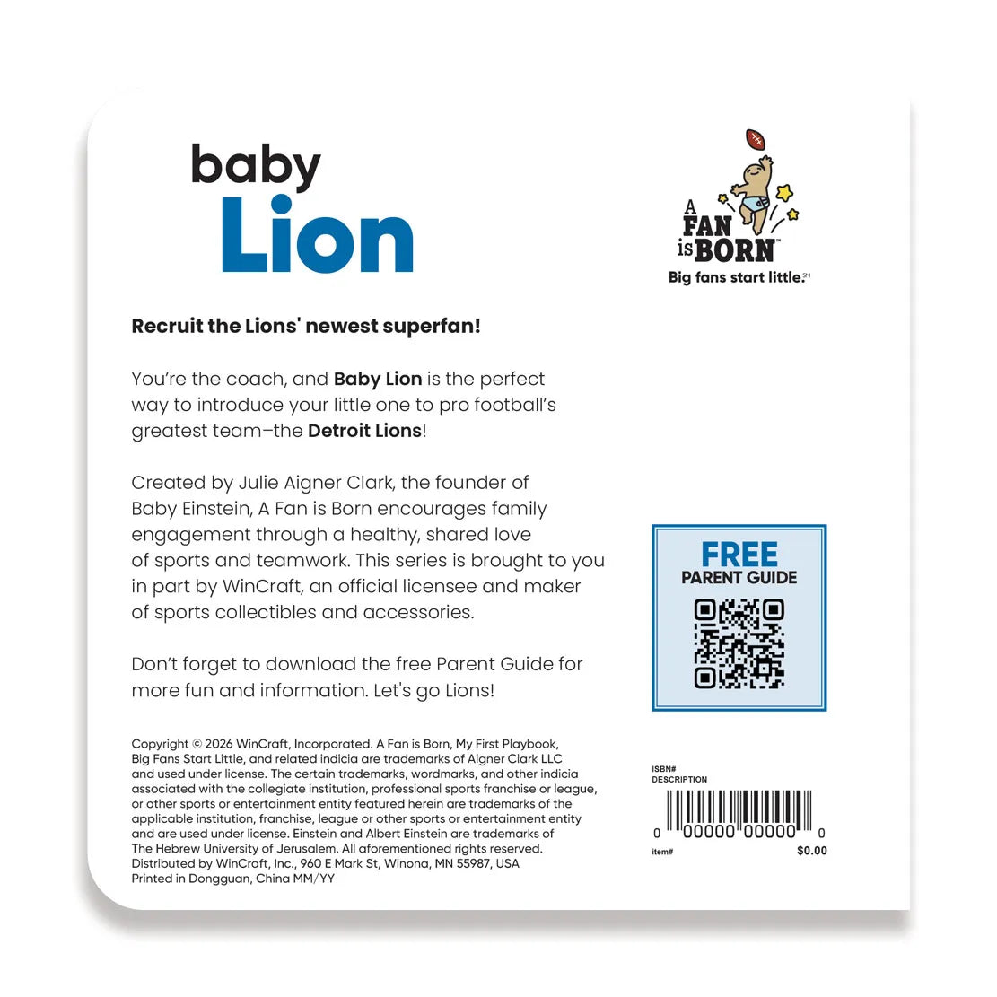 Detroit Lions: A Fan Is Born Baby Book