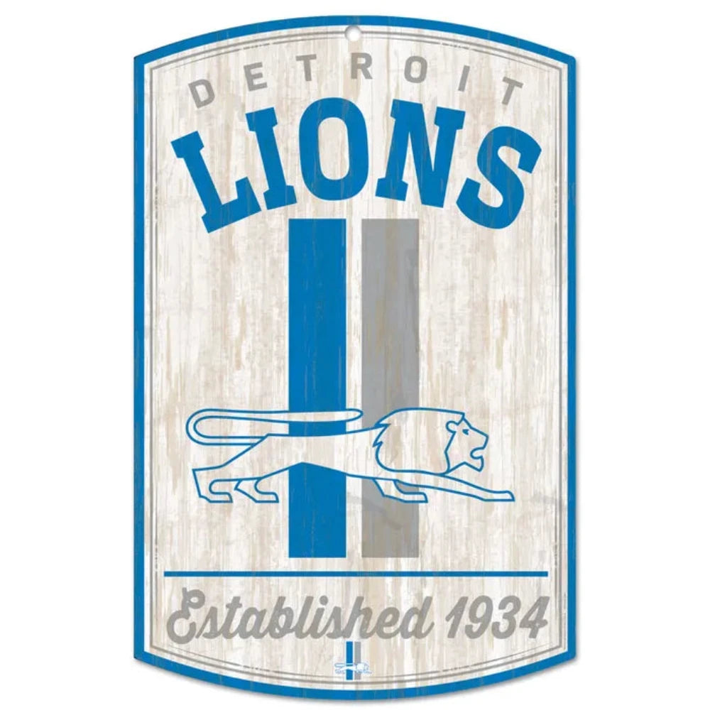 Detroit Lions - Classic Logo Retro Wood Sign 11" X 17"