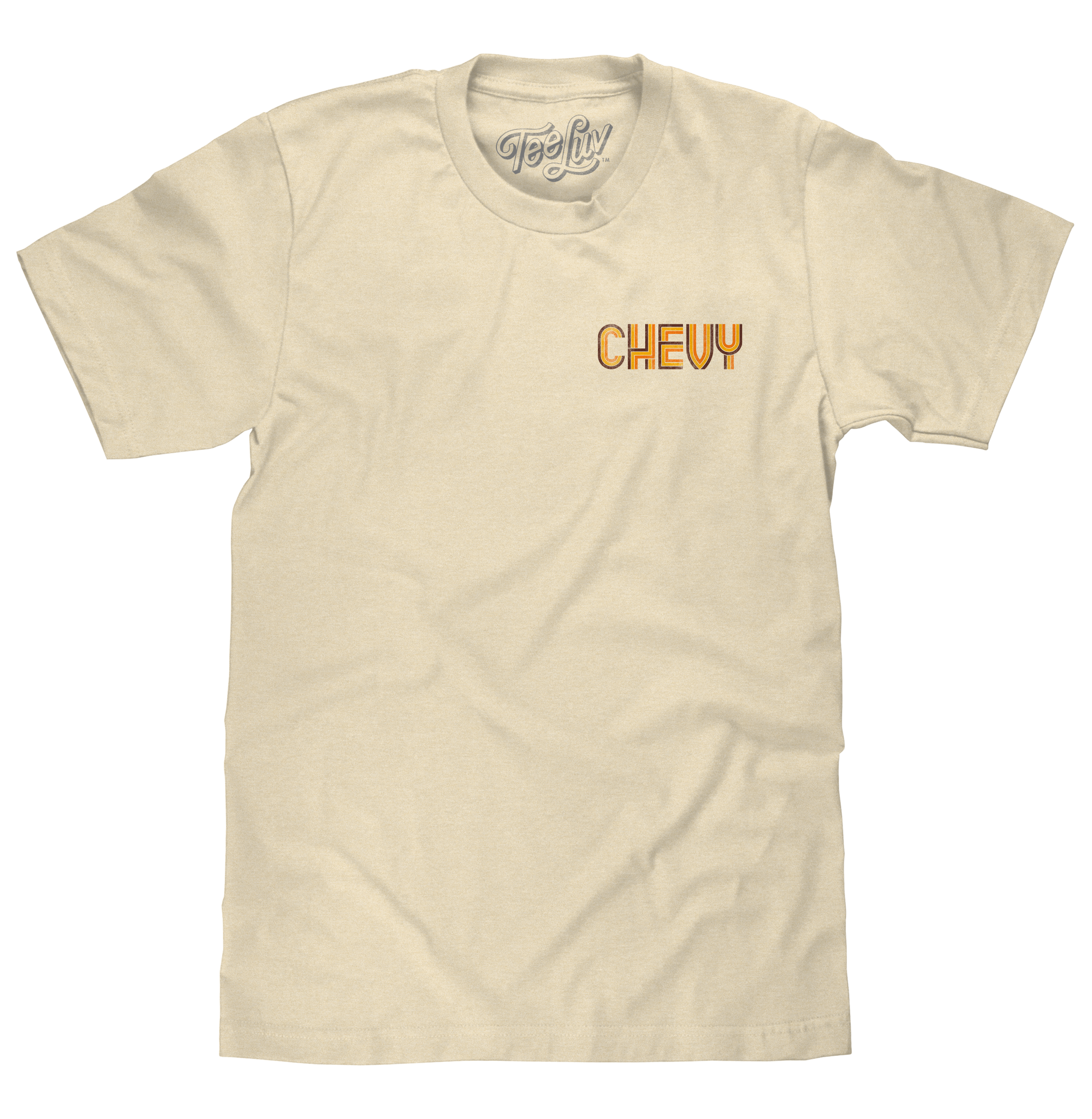Chevy Chevelle Chevrolet Left Chest Front and Back Print Classic Car T-Shirt - Cream