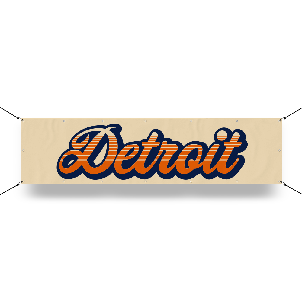 Banner - Detroit Script Stripes