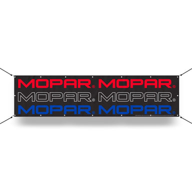 Banner - MOPAR Block Text Logo Long Repeated Red/White/Blue - Detroit Shirt CompanyFCA - MoparOther Accessories