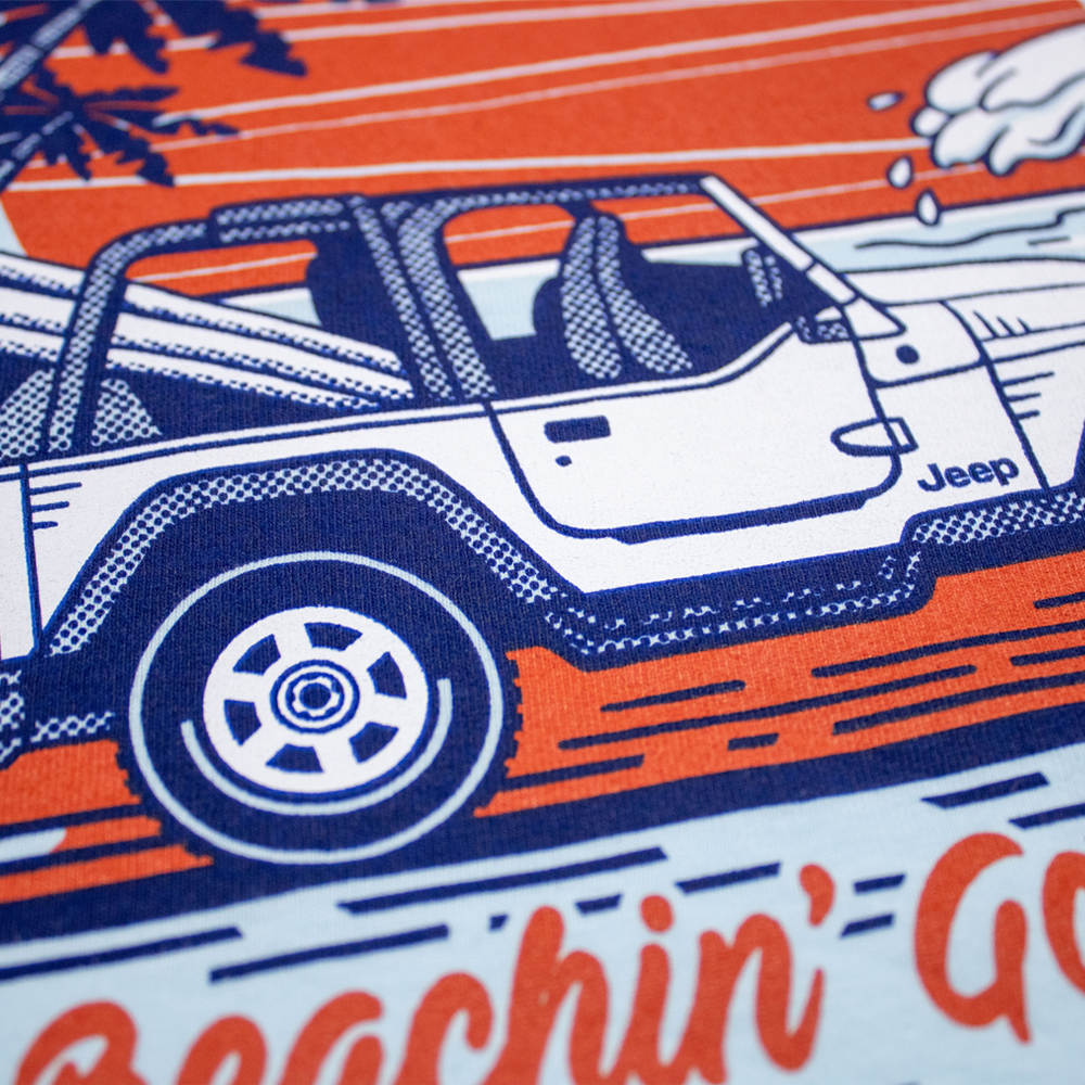 Mens Long Sleeve T-Shirt  Jeep® Wrangler Beachin' Good Time - Beach Wash Glacier Blue