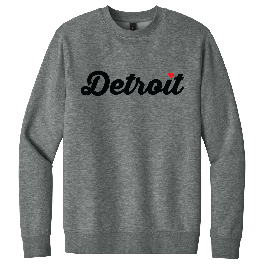 Detroit Thirsty Script Heart Triblend Crew Sweatshirt