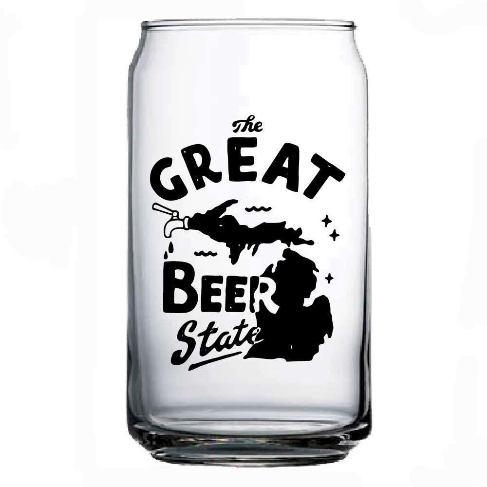 Can Glass - The Great Beer State Michigan - Detroit Shirt CompanyDetroit Shirt CompanyDrinkware (Accessories)