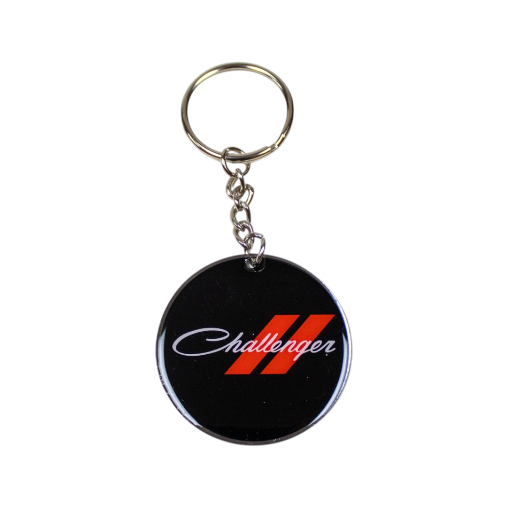 Keychain - Dodge Challenger Script - Round Metal