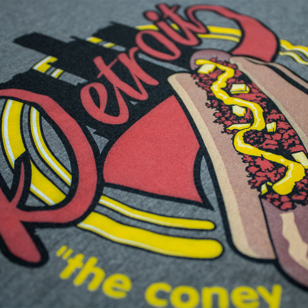 Mens Detroit Coney T-shirt (Triblend Grey)