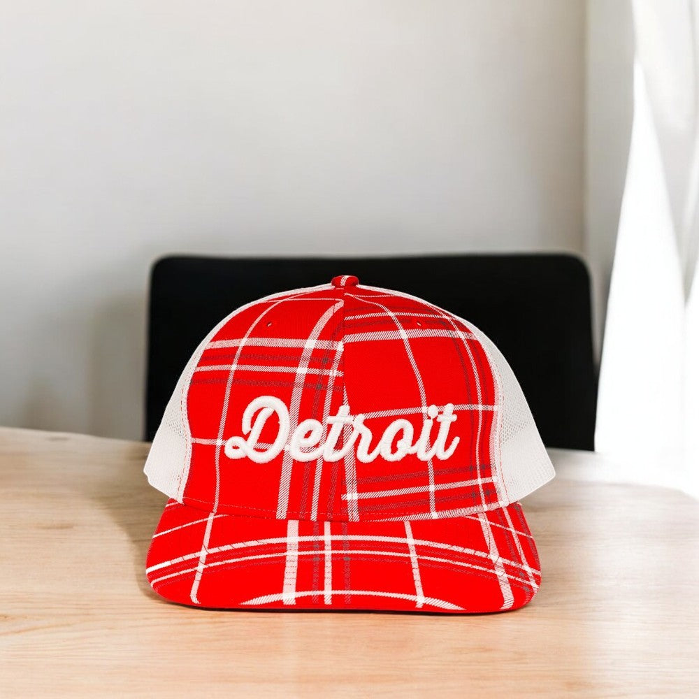 Hat - Detroit Thirsty Red Plaid Richardson Snapback