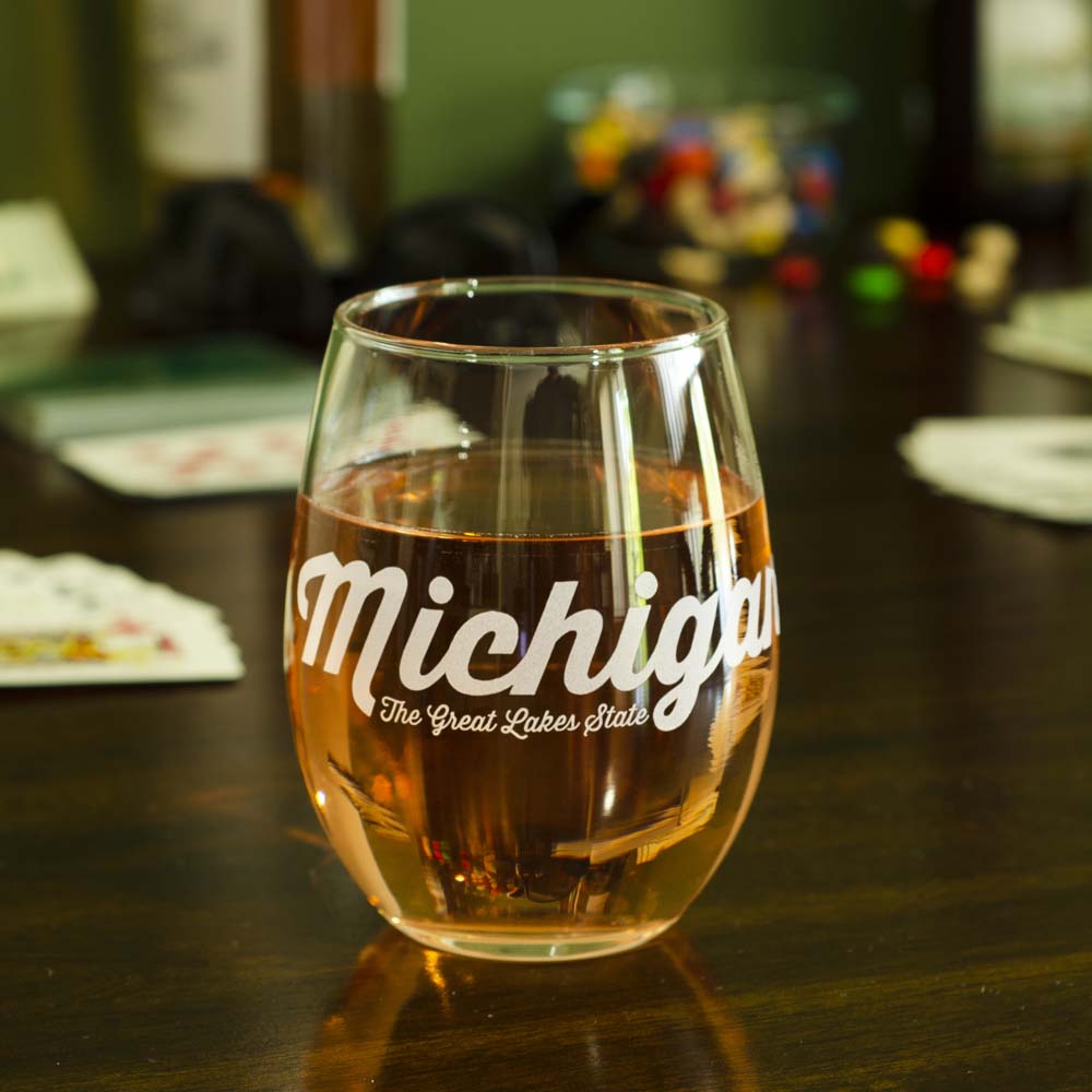 Wine Glass - Michigan Script - Detroit Shirt CompanyDetroit Shirt CompanyDrinkware (Accessories)