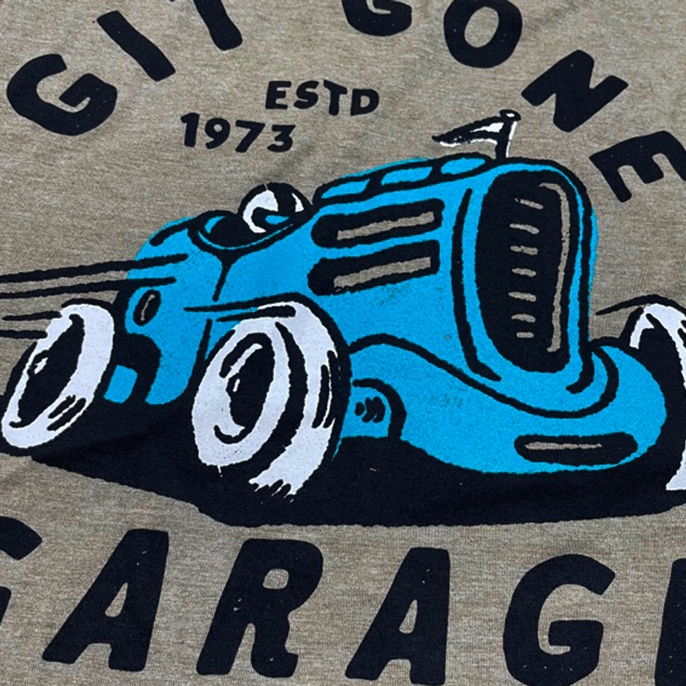 Mens Detroit Speed Shop Git Gone Garage T-shirt - Coyote Brown Triblend