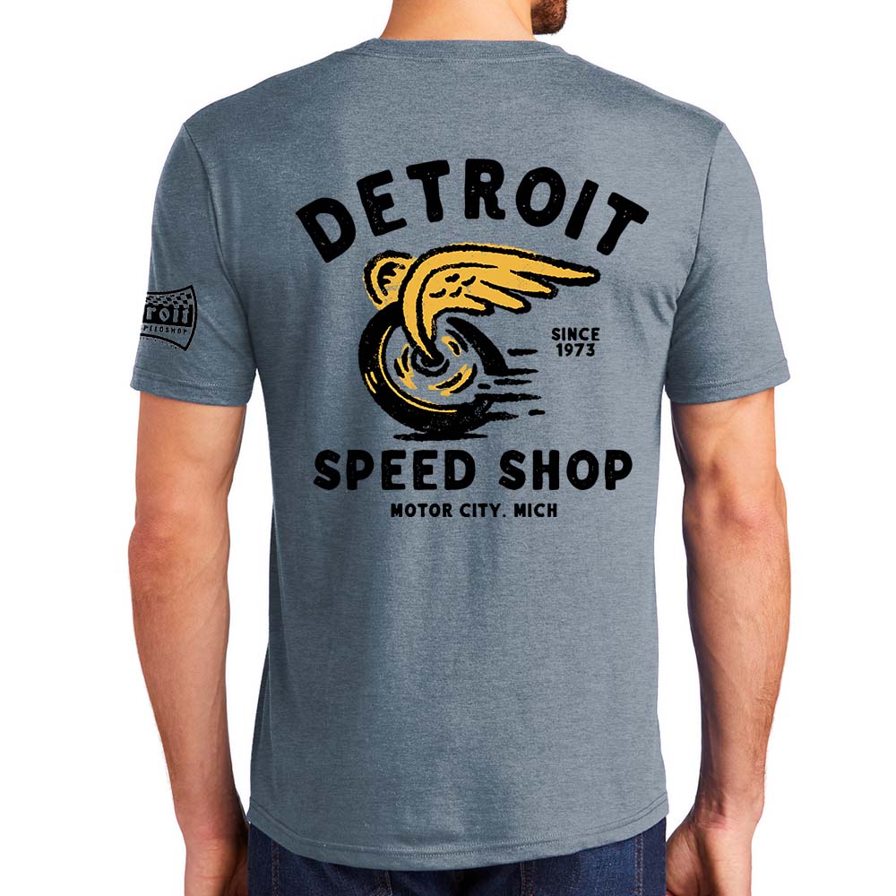 Mens Detroit Speed Shop Vamoose T-shirt - Flint Blue Triblend - Detroit Shirt CompanyDetroit Shirt CompanyT-Shirts (Apparel)