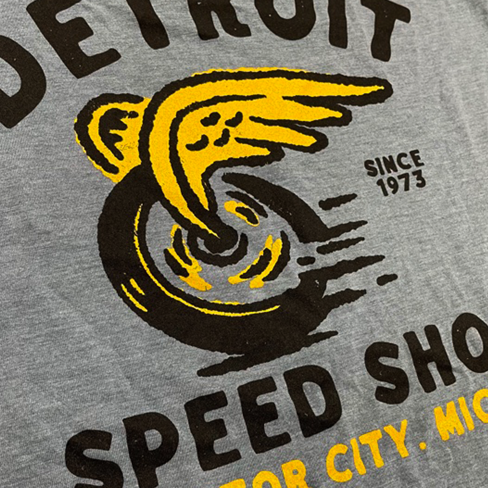 Mens Detroit Speed Shop Vamoose T-shirt - Flint Blue Triblend