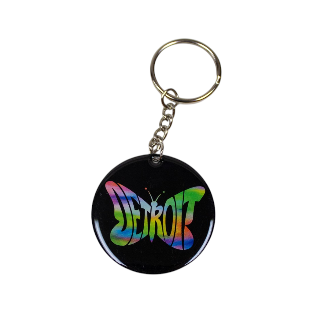 Keychain - Detroit Butterfly - Round Metal