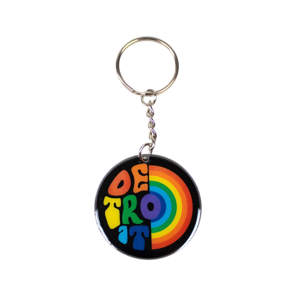 Keychain - Detroit Rainbow - Round Metal