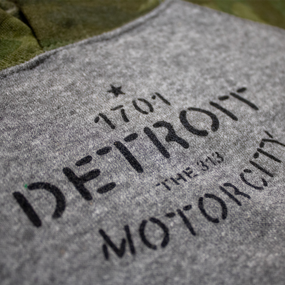Toddler / Youth Hoodie - Detroit Stencil - Heather Grey / Camo