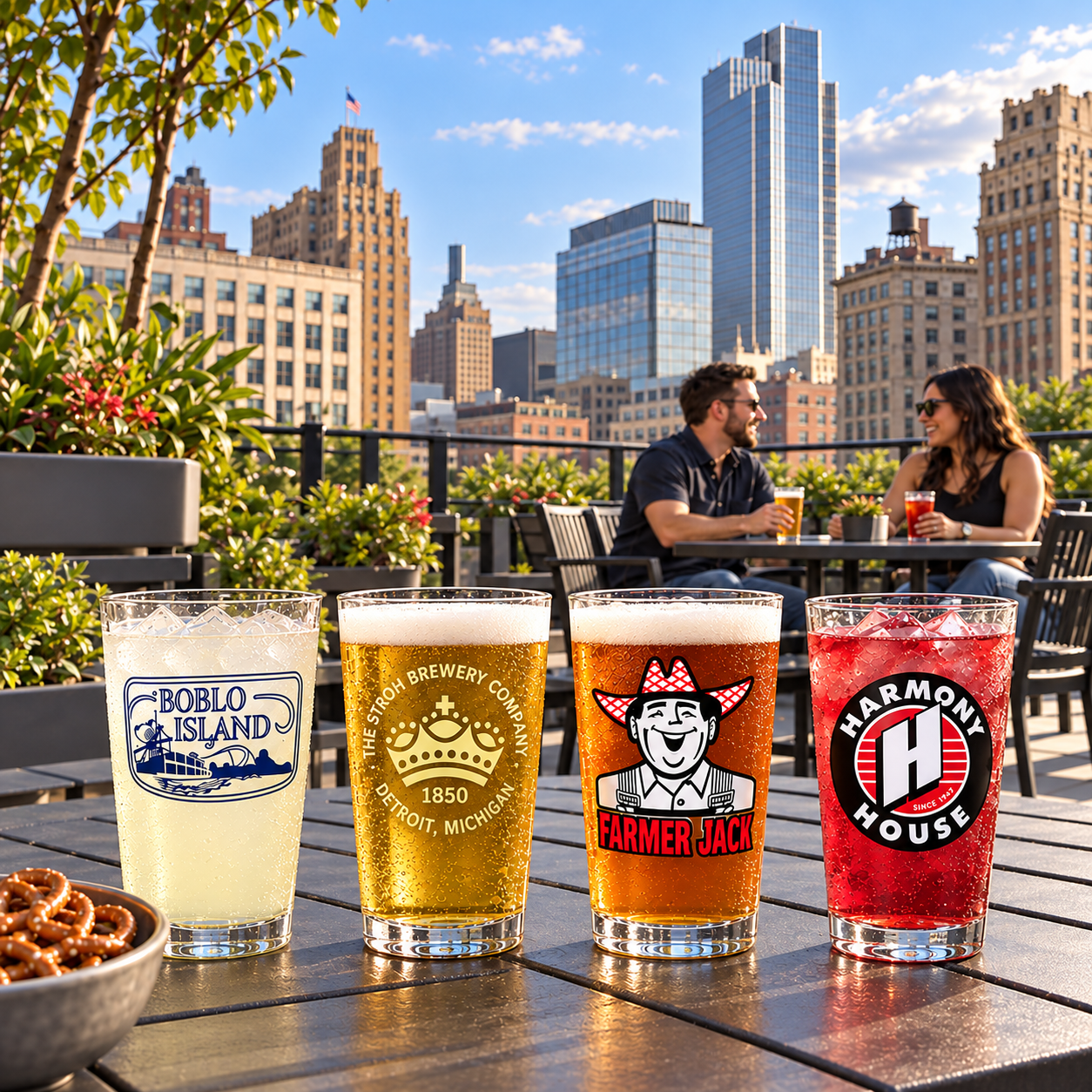 Pint Glass 4 Pack - Detroit Throwbacks