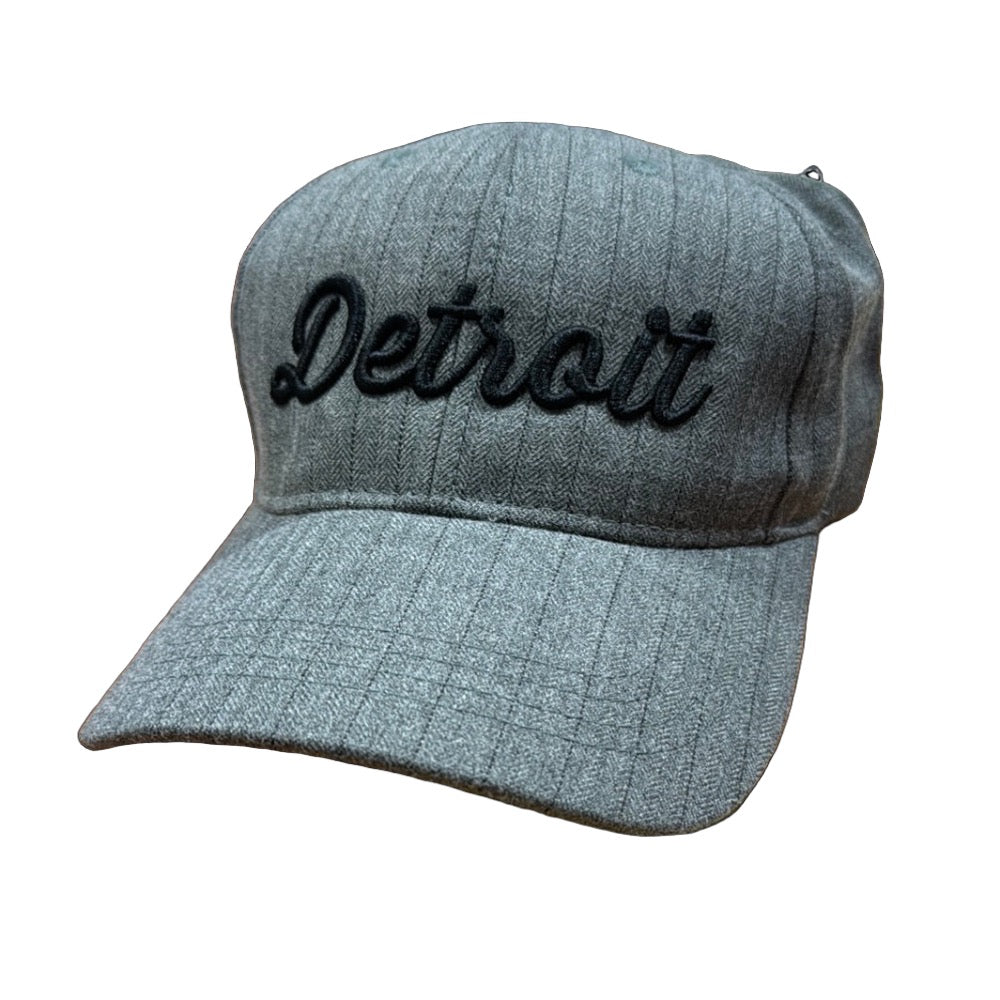 Hat - Detroit Thirsty Script  Charcoal Pinstripe