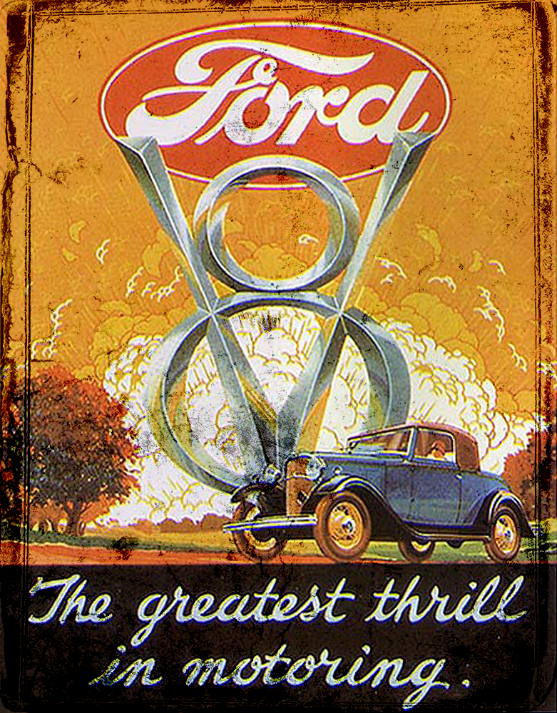 Metal Sign - Ford V8 Vintage Ad