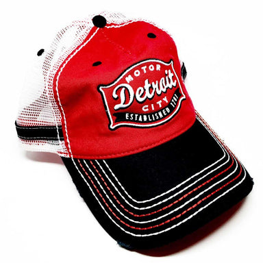 Hat - Red and Black Detroit Buckle Trucker - Detroit Shirt CompanyDetroit Shirt CompanyHats (Apparel)