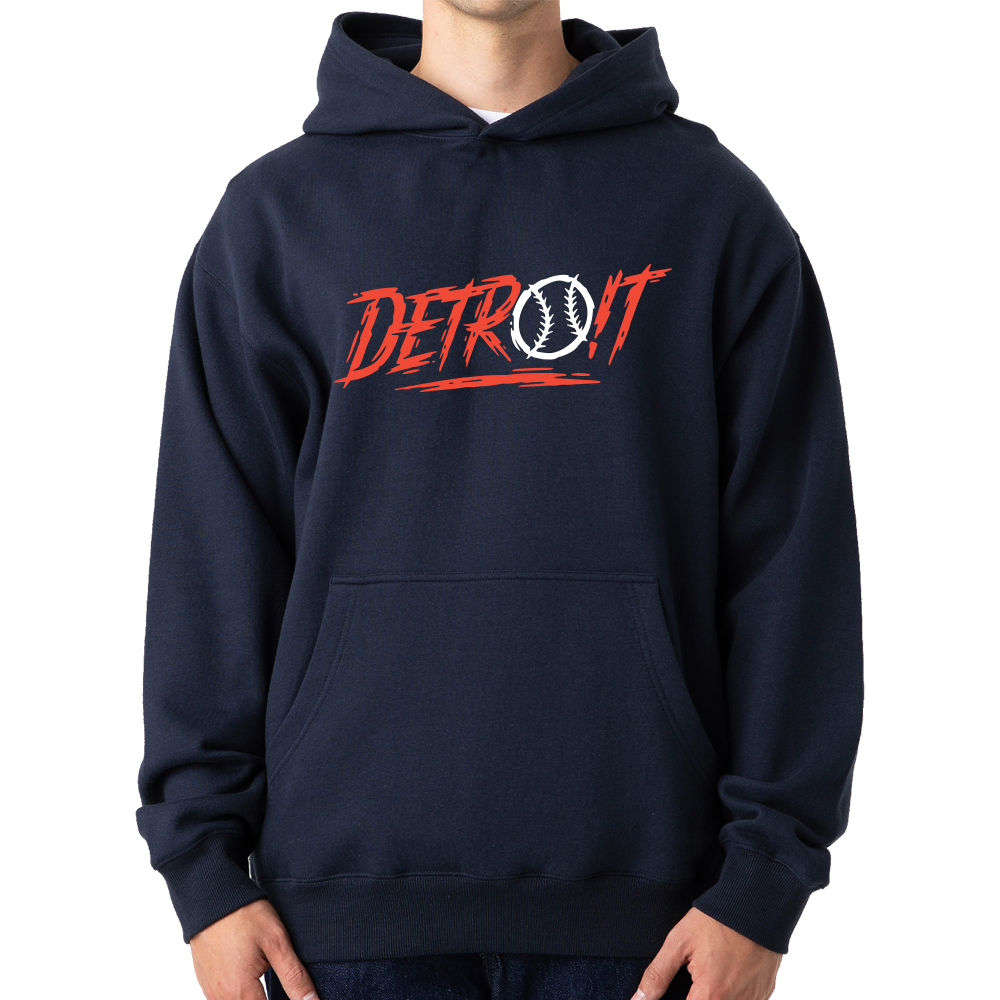 Detroit Baseball Score Boxy Hoodie - Navy