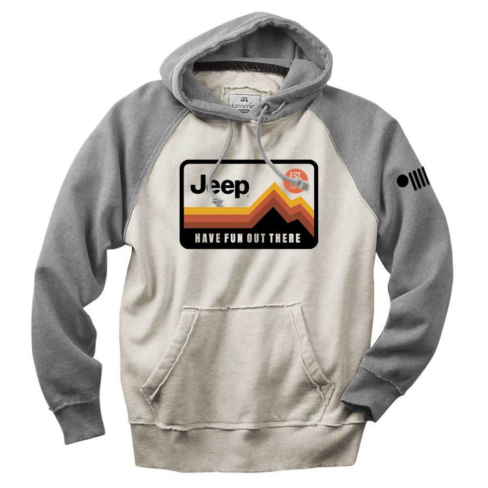 Mens Jeep® Have Fun Out There Vintage Hoodie - Grey/Natural - Detroit Shirt CompanyFCA - JeepHoodies (Apparel)