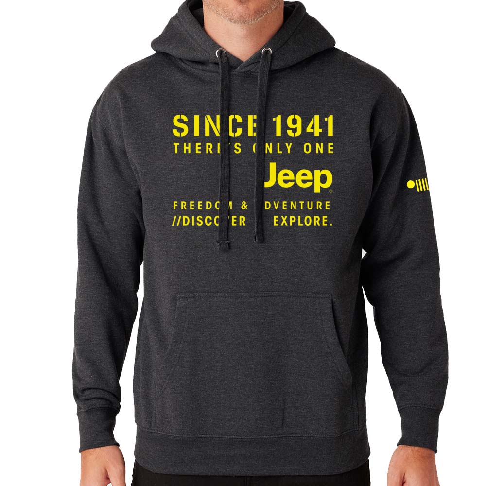 Mens Jeep® Stencil Hoodie - Heather Charcoal - Detroit Shirt CompanyFCA - JeepHoodies (Apparel)