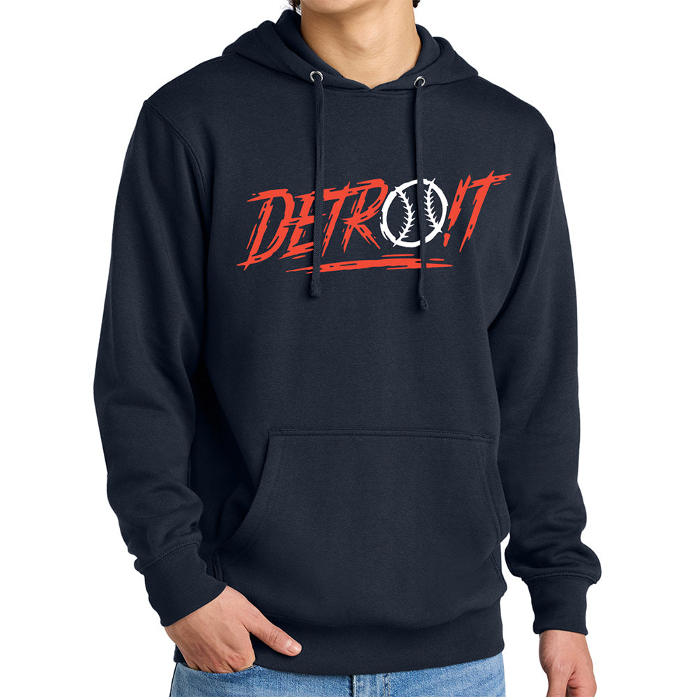 Detroit Baseball Score Boxy Hoodie - Navy