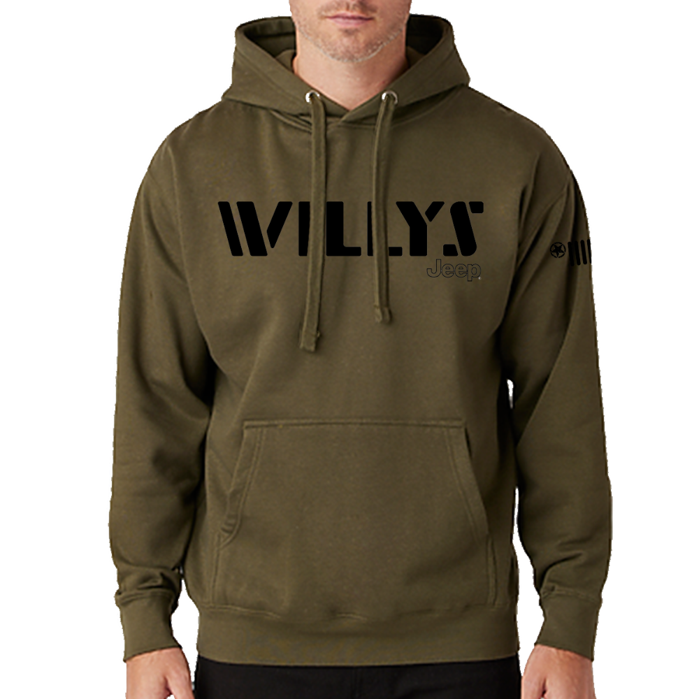 Mens Jeep® Willys Hoodie Sweatshirt - Heather Jeep Green