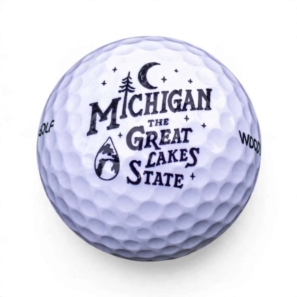 Golf Ball - Michigan Vintage Font