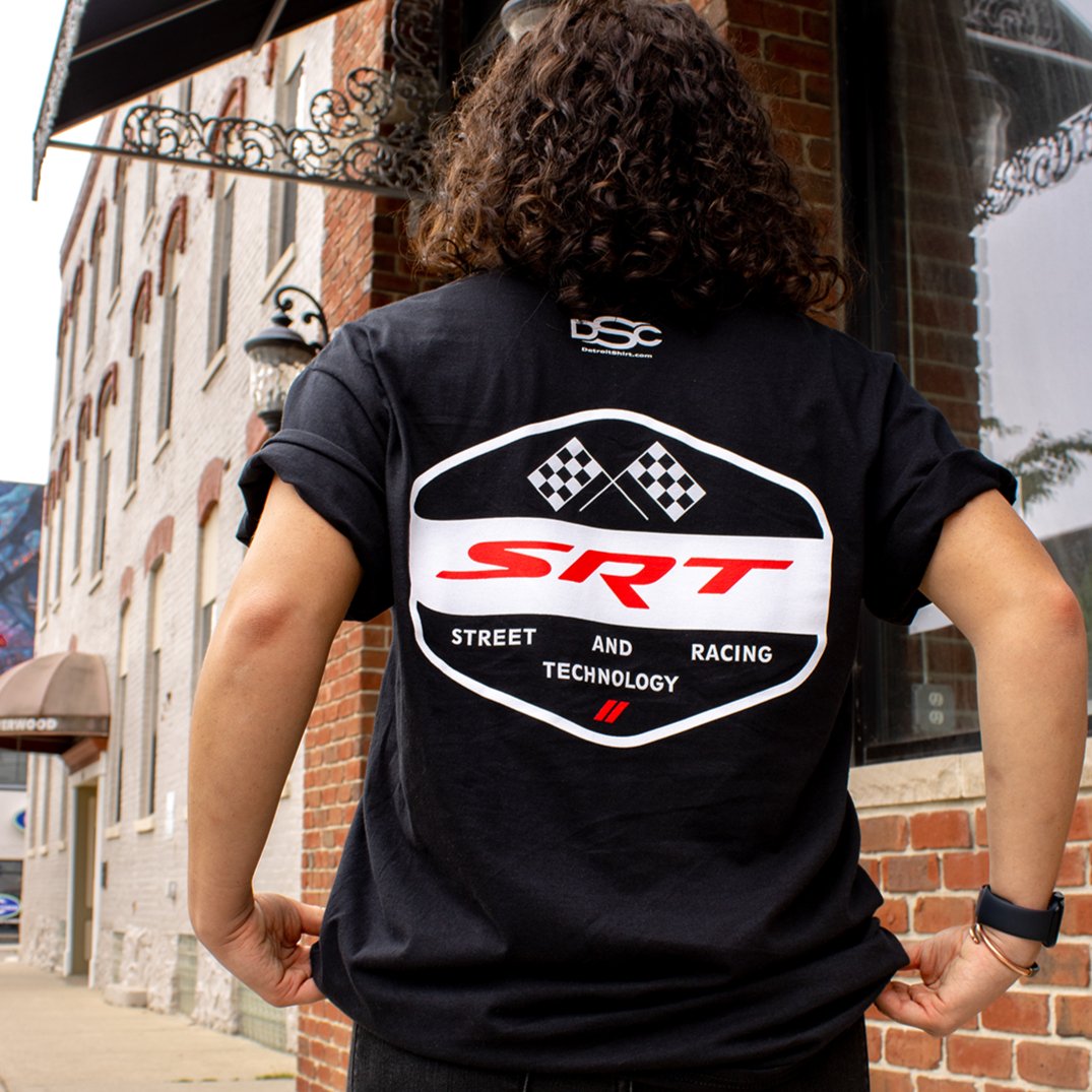 Mens SRT Flags T-shirt (Black) - Detroit Shirt CompanyFCA - DodgeT-Shirts (Apparel)