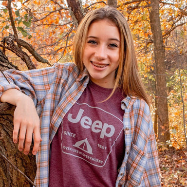 Mens Jeep® Tent Badge T-Shirt - Heather Burgundy - Detroit Shirt CompanyFCA - JeepT-Shirts (Apparel)