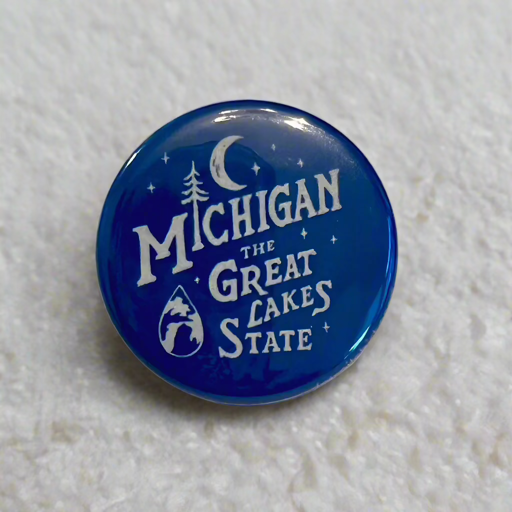 Button - Michigan Vintage Font
