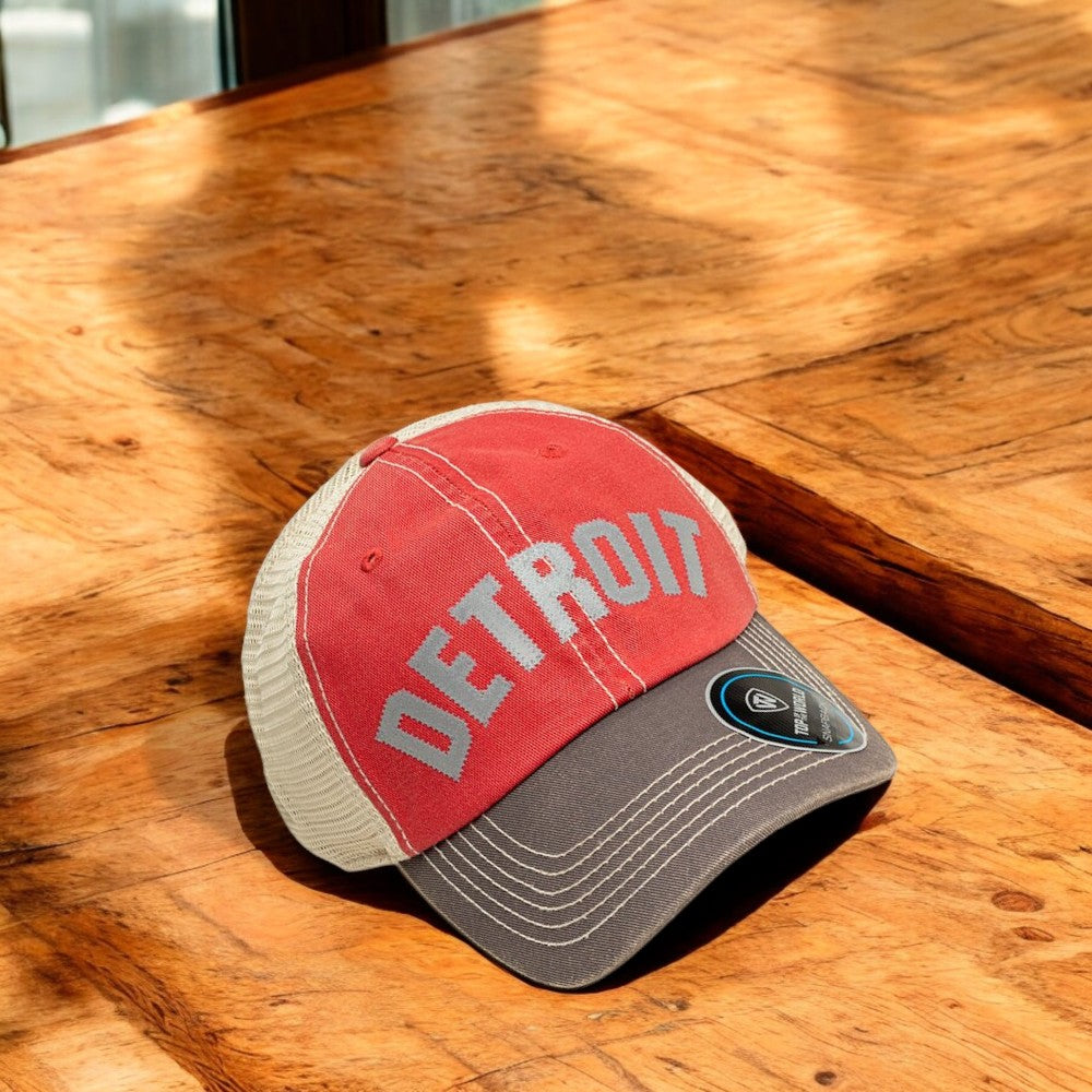 Hat - Detroit Bend Twill (Red / Bone / Charcoal)