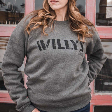 Mens Jeep® Willys Crew Sweatshirt - Heather Grey - Detroit Shirt CompanyFCA - JeepSweatshirts (Apparel)