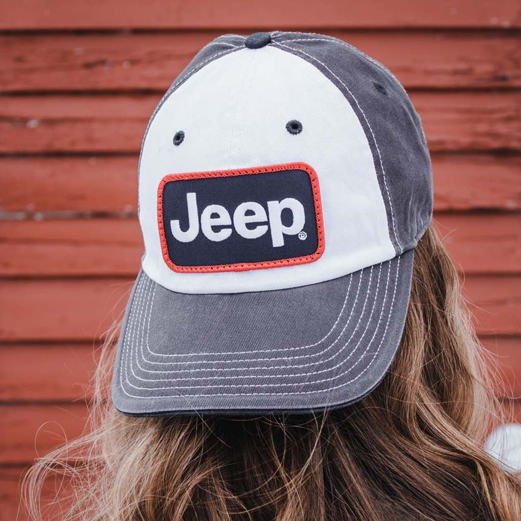 Hat - Jeep Chino Twill Patch - White/Charcoal/Navy - Detroit Shirt CompanyFCA - JeepHats (Apparel)