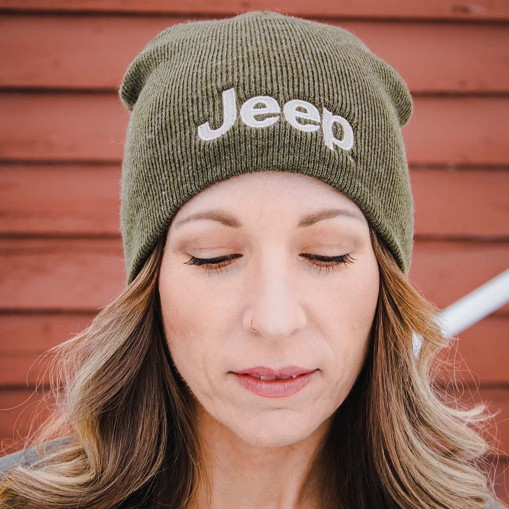 Hat - Jeep Knit Beanie - Olive - Detroit Shirt CompanyFCA - JeepHats (Apparel)