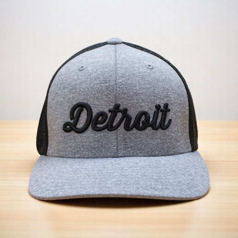Hat - Detroit Thirsty Script Flexfit (Heather Grey / Black)