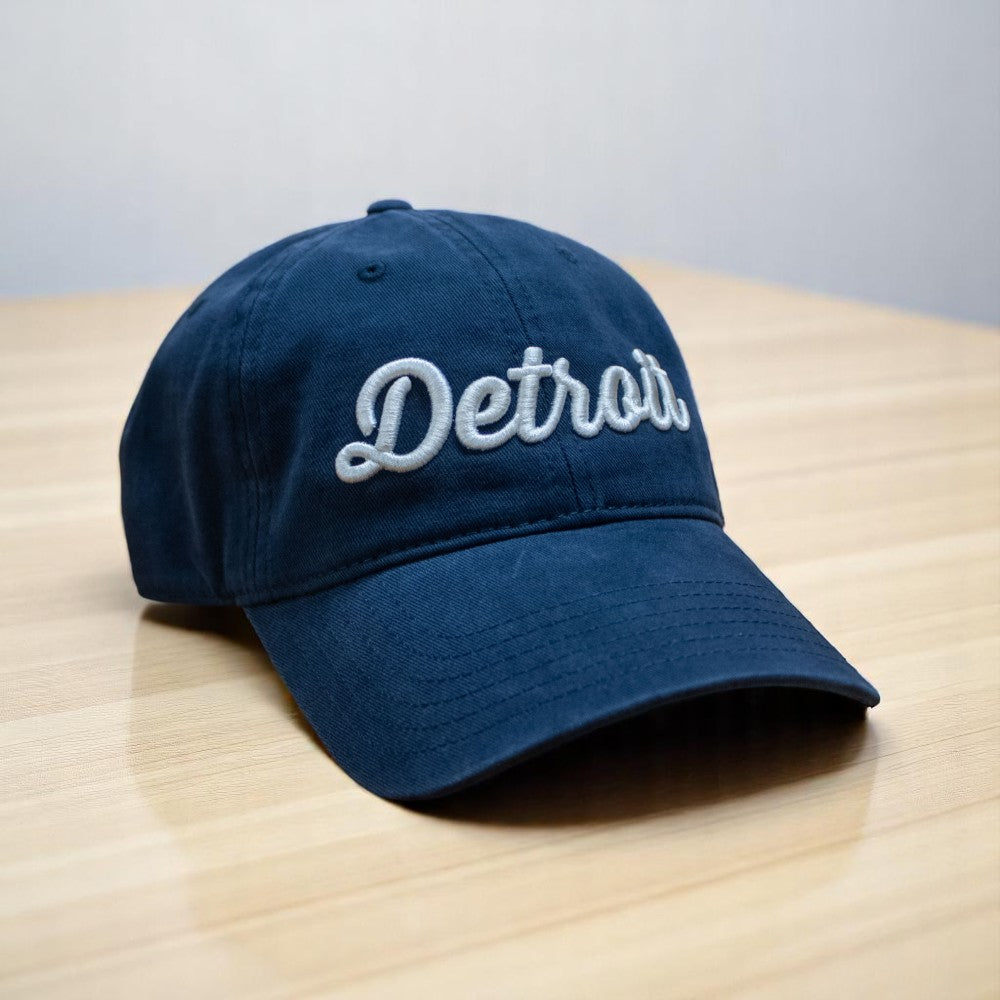 Hat - Navy Detroit Thirsty Script Unstructured