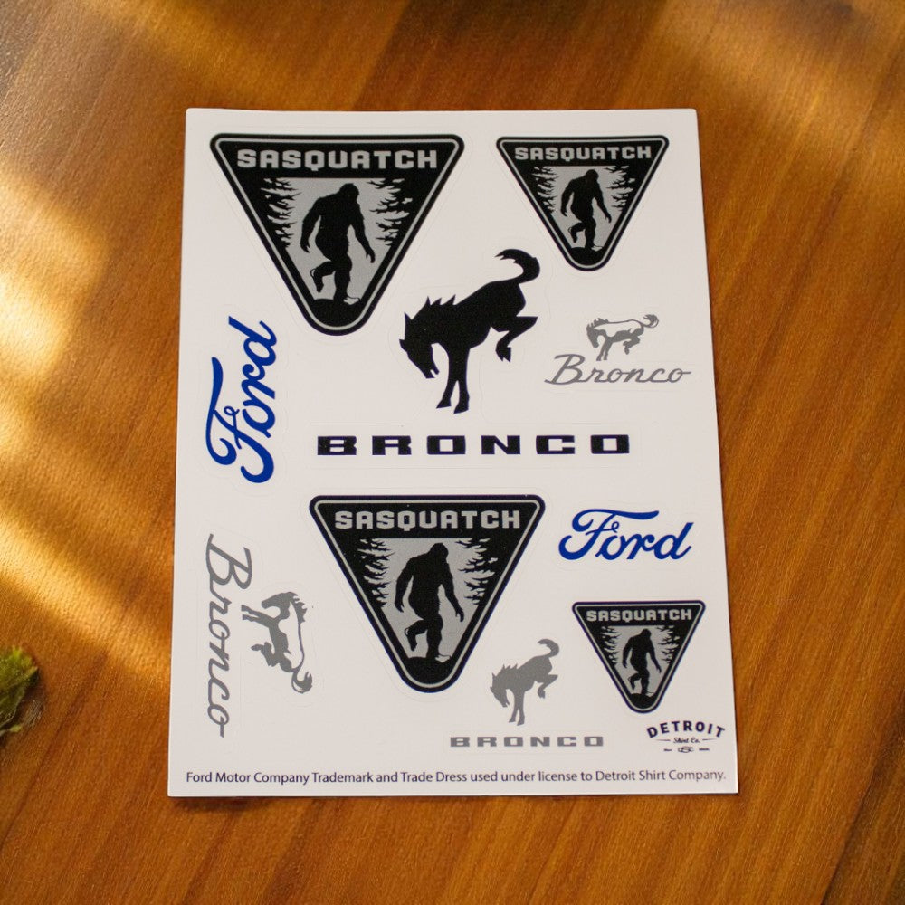 Sticker Sheet- Ford Bronco Sasquatch