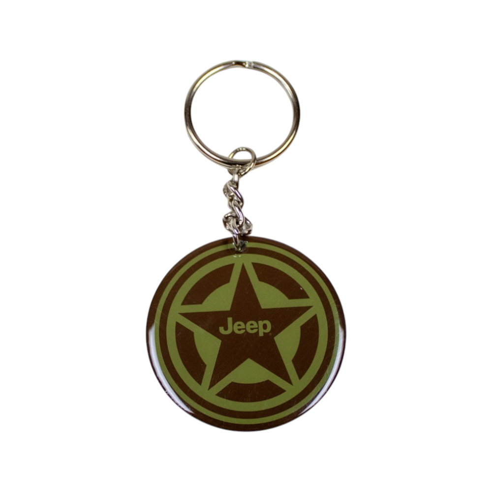Keychain - Jeep Willys Star Logo Green - Round Metal