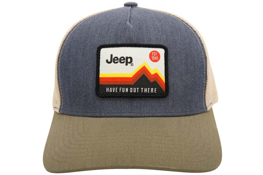 Hat - Jeep Have Fun Out There Trucker Patch Hat - Charcoal/Olive/Khaki - Detroit Shirt CompanyFCA - JeepHats (Apparel)