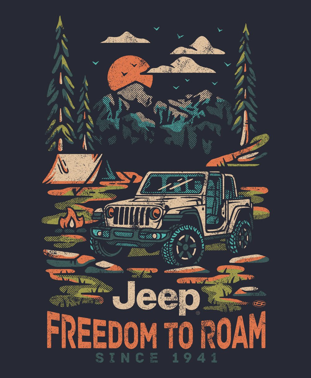 Mens Jeep® Freedom To Roam T-Shirt - Navy Blue - Detroit Shirt CompanyFCA - JeepT-Shirts (Apparel)