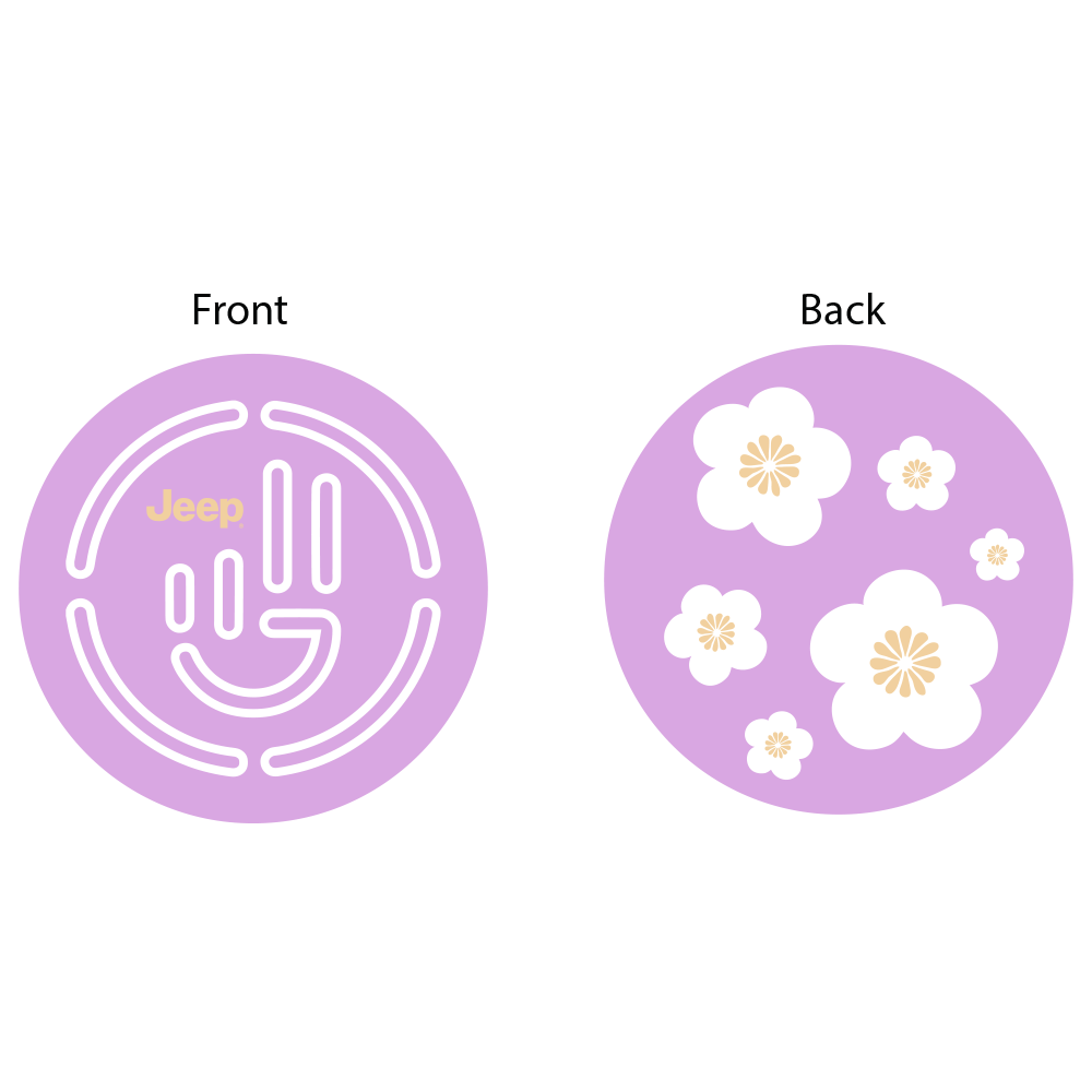 Keychain – Jeep Flowers -  Round Metal