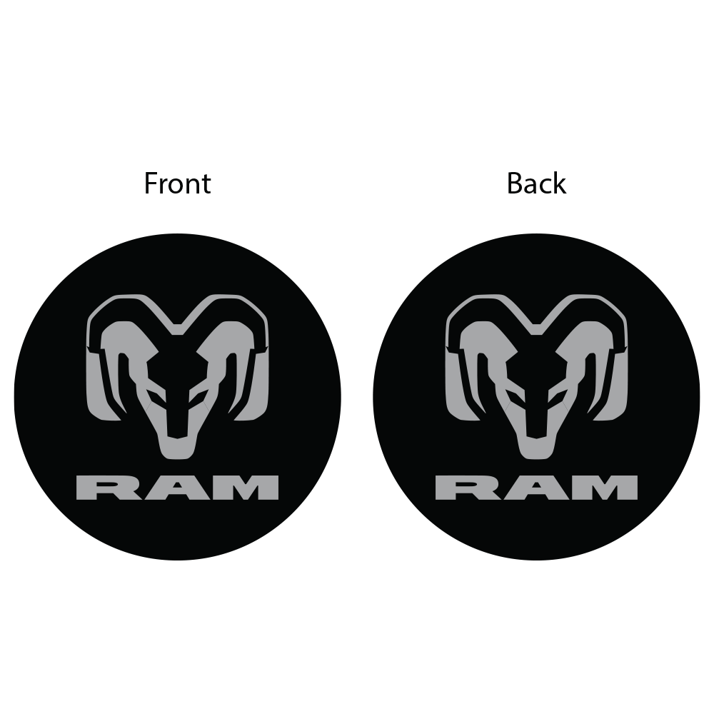 Keychain - Ram Black - Round Metal