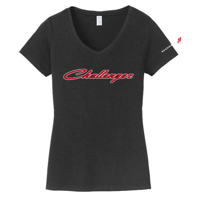 Ladies Dodge Challenger 2 Color Script - Black - Detroit Shirt CompanyFCA - DodgeT-Shirts (Apparel)