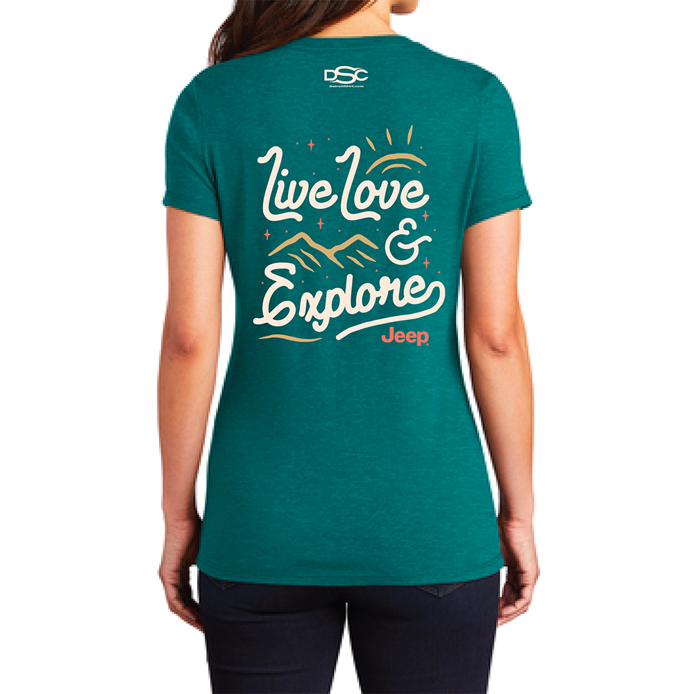 Ladies Jeep® V-neck Live Love Explore - Heather Teal