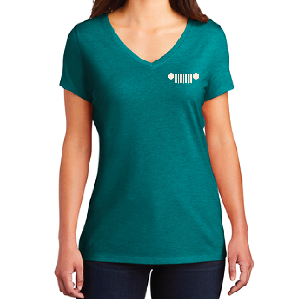 Ladies Jeep® V-neck Live Love Explore - Heather Teal