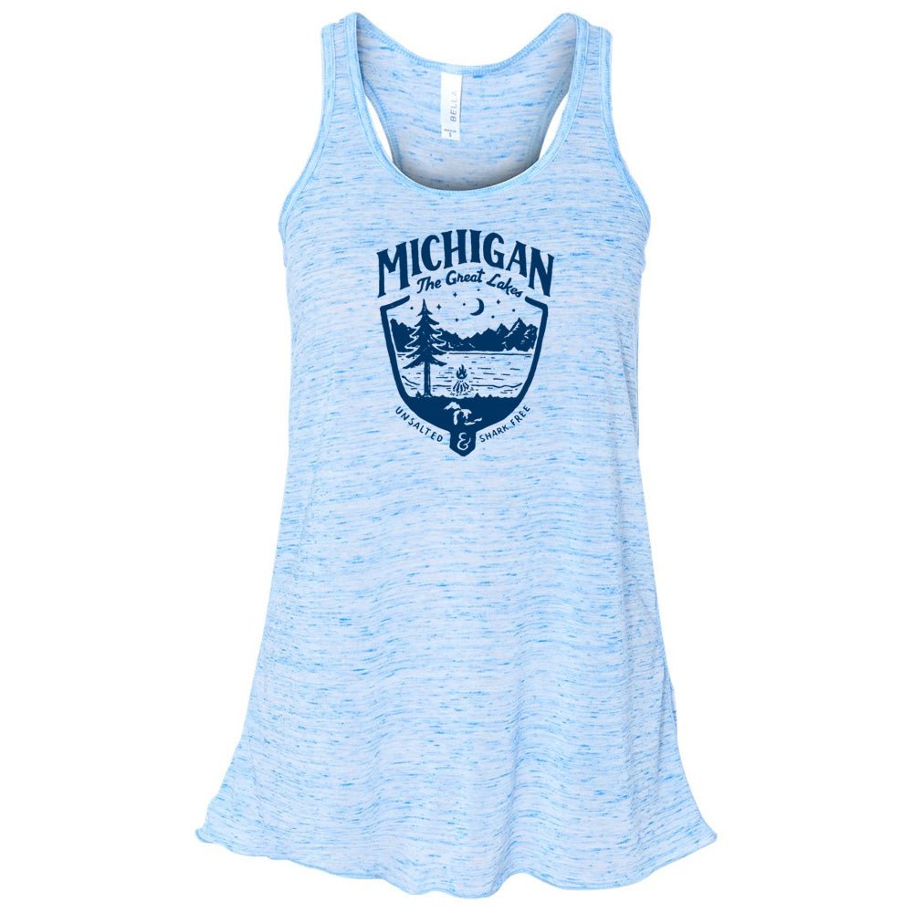 Ladies Relaxed Racerback Tank Top - Michigan Shield Blue Marble - Detroit Shirt CompanyDetroit Shirt CompanyOther Apparel